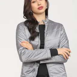Tokyo Talkies Women Silver-Toned Crop Puffer Jacket-picture-48