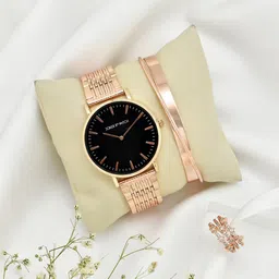 JOKER & WITCH Women Rose Gold-Plated Black & Stone Studded Gift Set-picture-37