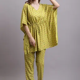Dressitude Ethnic Motifs Printed Kaftan Sleeves Top With Trousers Co-Ords image 1