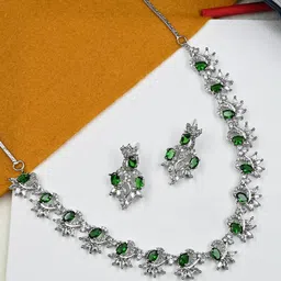StileAdda Silver-Plated CZ-Studded Necklace & Earrings-picture-29