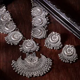 Rubans Oxidized Rhodium-Plated Ghungroo Beaded Jewellery Set image 3