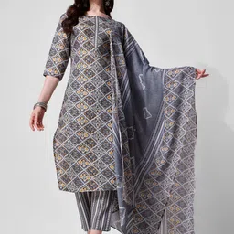 Berrylicious Ethnic Motifs Printed Pure Cotton Kurta with Trousers & Dupatta image 1