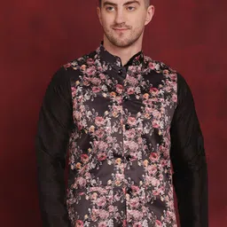 Jompers Floral Printed Nehru Jacket.-picture-18