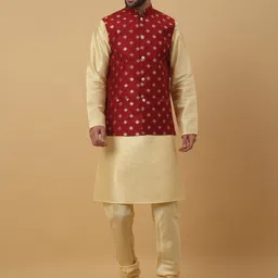 KRAFT INDIA Ethnic Motifs Mandarin Collar Long Sleeves Kurta with Churidar-picture-15