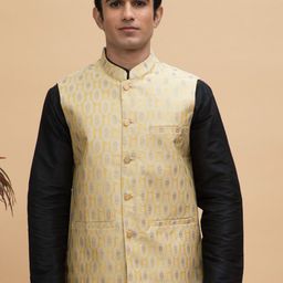NEUDIS Men Woven Design Jacquard Nehru Jacket-picture-8