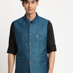 Turtle Men Blue Nehru Jackets-picture-24