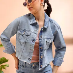 Freehand by The Indian Garage Co Washed Cotton Crop Denim Jacket-picture-46