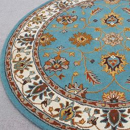 IMRA CARPET Blue & White Floral Handmade Woollen Carpet-picture-6