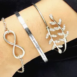 JOKER & WITCH Women Set of 3 Silver-Plated Cuff Bracelet-picture-35