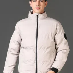V-Mart Men Mock Collar Solid Cotton Casual Puffer Jacket-picture-24