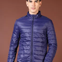 V-Mart Men Mock Collar Solid Cotton Casual Puffer Jacket image 1