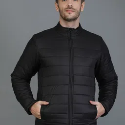 TQS Men Black Windcheater and Water Resistant Puffer Jacket image 1