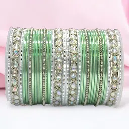 leshya Set Of 32 Brass-Plated Stones Studded Bangles-picture-13