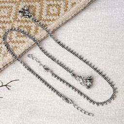 TEEJH Silver-Plated Oxidised Ghungroo Anklet-picture-13