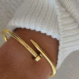 JEWILLEY Gold-Plated Stainless Steel Kada Bracelet image 1