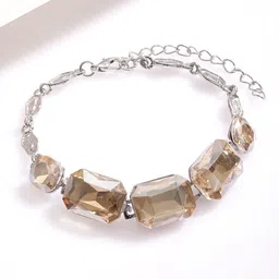 Rubans Women Brass Cubic Zirconia Silver-Plated Link Bracelet image 3