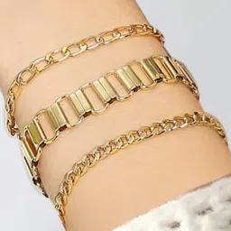 OOMPH Women Pack of 3 Gold-Plated Link Bracelets-picture-16
