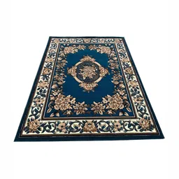 Asad Emporium Rugs Blue& Cream Floral Anti-Skid Polypropylene Carpet-image-91