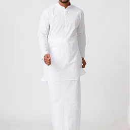 Ramraj Mandarin Collar Pure Cotton Kurta With Dhoti image 1