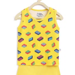 SuperBottoms Kids Yellow & Green Printed Sustainable T-shirt with Shorts-picture-56
