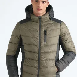 Flying Machine Colourblocked Long Sleeves Windcheater Pure Nylon Hood Puffer Jacket image 1