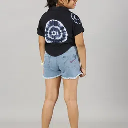 KiddoPanti Girls Dyed Top with Denim Shorts-picture-34