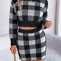 StyleCast Checked Pure Wool Top and Skirts Co-Ords-picture-30