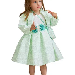 StyleCast Girls Green Self Design Applique Fit & Flare Dress With Shrug-picture-47