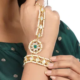 KARATCART Gold-Plated Handcrafted Ring Bracelet image 1