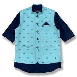 CHARCHIT Boys Turquoise Blue Printed Jacket-picture-19