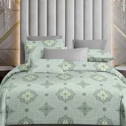 Ariana Green Floral 300 TC King Bedsheet with 2 Pillow Covers-picture-29