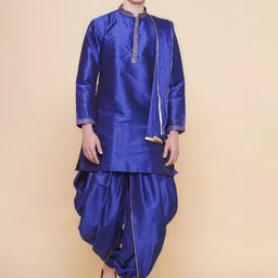 Sethukrishna Mandarin Collar Embroidered Regular Straight Kurta Set-picture-14