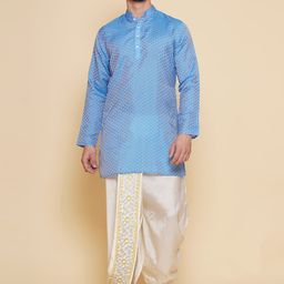Sethukrishna Mandarin Collar Regular Straight Kurta with Dhoti Pants-picture-33