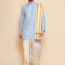 Sethukrishna Mandarin Collar Regular Straight Kurta with Dhoti Pants & With Dupatta-picture-39