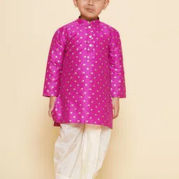 Sethukrishna Boys Floral Printed Mandarin Collar Kurta with Dhoti Pants-picture-37