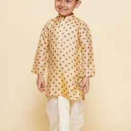 Sethukrishna Boys Floral Printed Mandarin Collar Kurta with Dhoti Pants-picture-36