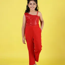 NEUDIS Teens Girls Embellished Asymmetric Neckline Top with Trousers-picture-40