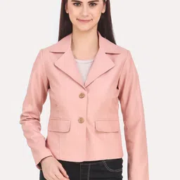 Leather Retail Women Pink Tailored Jacket-picture-2