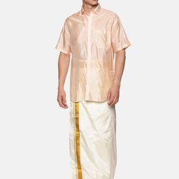 Sethukrishna Men Peach Shirt with Dhoti-picture-30