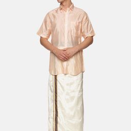 Sethukrishna Men Orange & White Shirt with Dhoti Pants-picture-39