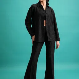Tokyo Talkies Black Self Design Shirt & Trouser-image-66