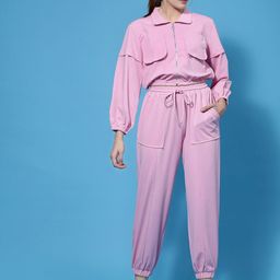 Athena Women Pink Solid Co-Ords Set-picture-21