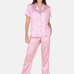 Masha Women Pink & White Animal Printed Night suit-picture-29