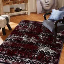 MODEFE Maroon & Cream Ethnic Motifs Anti-Skid Carpet-image-27