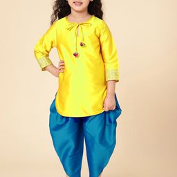 a.t.u.n. A T U N Girls Yellow Kurta with Dhoti Pants-picture-46