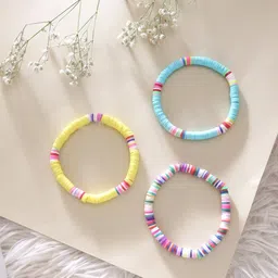 Yellow Chimes Unisex Set of 3 Heishi Lightweight Stack Rainbow Summer Beach Bracelets-picture-47