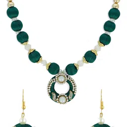 AKSHARA Girls Gold-Plated Stone Studded & Beaded Jewellery Set-image-27