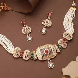 Saraf RS Jewellery Gold-Plated AD-Studded Filigree Choker Jewellery Set-picture-27