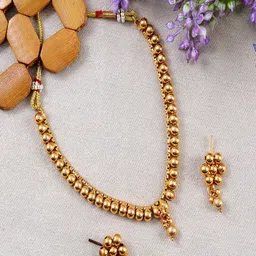 UNIVERSITY TRENDZ Gold Plated Traditional Marathi Choker Jewellery Set-picture-26