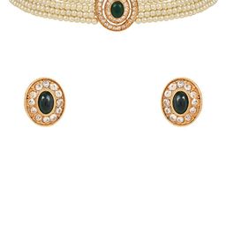 I Jewels Gold-Plated Kundan-Studded & Beaded Choker Jewellery Set-picture-41